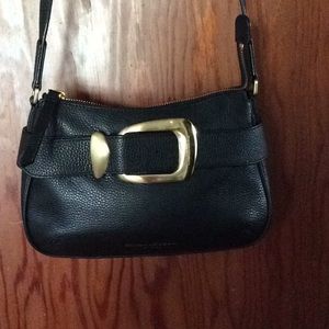 DONNA KARAN NEW YORK FULL GRAIN BLACK LEATHER BAG.